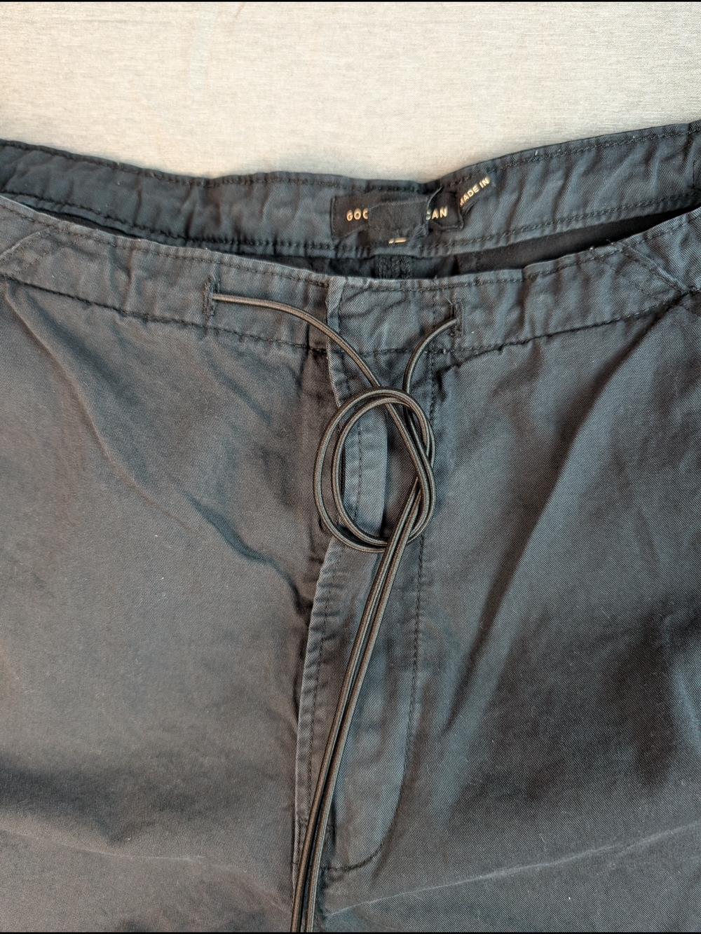 GOOD AMERICAN Black Twill Parachute Pants Women's Drawstring Hem - Picture 7 of 9